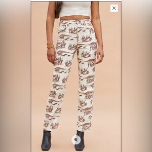 Reformation Sonora Western Print white Straight leg Jeans
